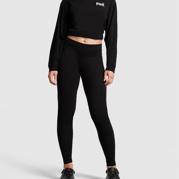 Super cute black pink x VSX leggings active athletic wear outdoor yoga tights - Picture 2 of 15